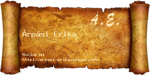 Árpási Erika névjegykártya
